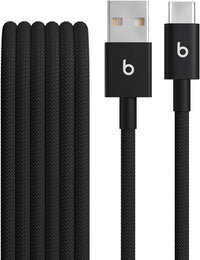 Beats USB - A to USB - C Woven Cable Fast Charging Durable and Tangle - Free Design Compatible Charger for Apple & Android Devices (1.5 m, 5 ft) - Bolt Black - 7DAY'S