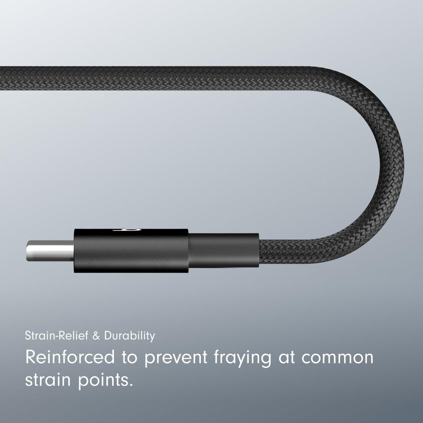 Beats USB - A to USB - C Woven Cable Fast Charging Durable and Tangle - Free Design Compatible Charger for Apple & Android Devices (1.5 m, 5 ft) - Bolt Black - 7DAY'S