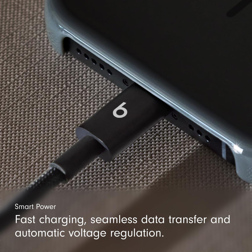 Beats USB - A to USB - C Woven Cable Fast Charging Durable and Tangle - Free Design Compatible Charger for Apple & Android Devices (1.5 m, 5 ft) - Bolt Black - 7DAY'S