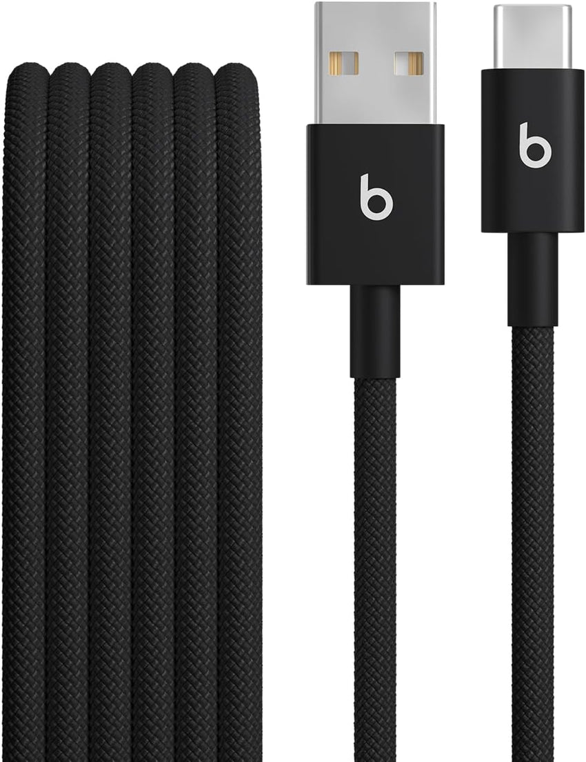 Beats USB - A to USB - C Woven Cable Fast Charging Durable and Tangle - Free Design Compatible Charger for Apple & Android Devices (1.5 m, 5 ft) - Bolt Black - 7DAY'S