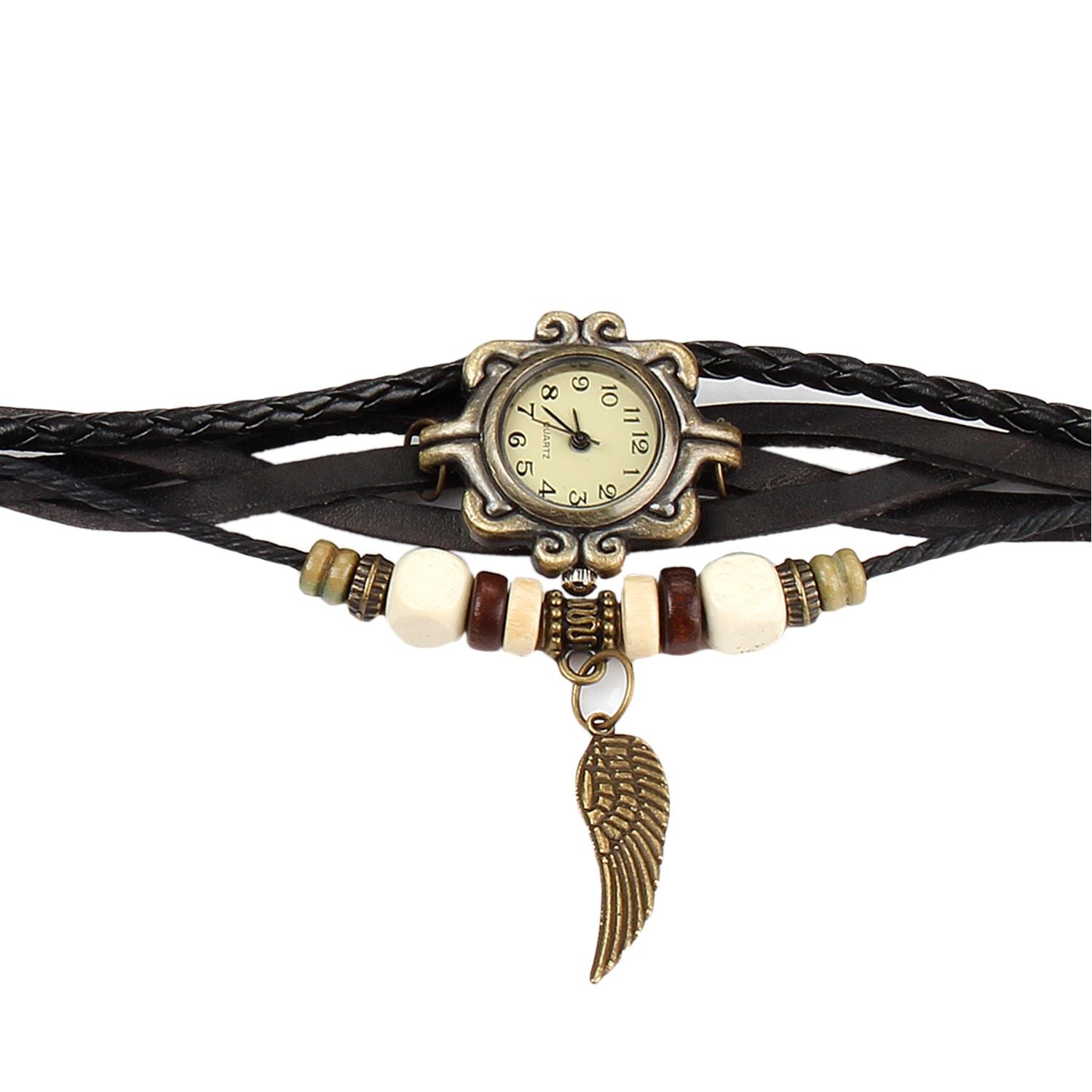 Beautiful Bohemian Style Retro Handmade Leather Angel Wing Women's Watches - 7DAY'S