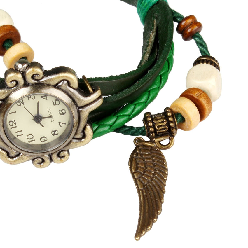 Beautiful Bohemian Style Retro Handmade Leather Angel Wing Women's Watches - 7DAY'S