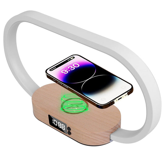 Bedside Lamp with USB Port, Bedroom Lamp with 10W Fast Wireless Charger, Nightstand Lamp with Clock, Table Lamps for Nightstand, Touch Lamps for Bedroom, Wood Decor, Stepless Dimming And 3 Color - 7DAY'S