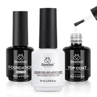 Beetles 2 Pcs 15ml No Wipe Gel Top Coat and Base Coat Set - Shine Finish and Long Lasting, Soak Off LED Nail Lamp Gel Base Top Coat Finish Nail Art Design Manicure Gifts for Women - 7DAY'S