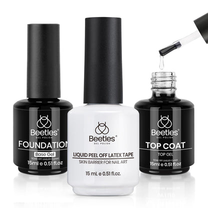 Beetles 2 Pcs 15ml No Wipe Gel Top Coat and Base Coat Set - Shine Finish and Long Lasting, Soak Off LED Nail Lamp Gel Base Top Coat Finish Nail Art Design Manicure Gifts for Women - 7DAY'S