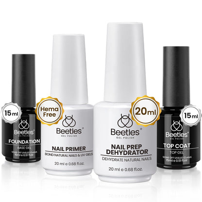 Beetles 2 Pcs 15ml No Wipe Gel Top Coat and Base Coat Set - Shine Finish and Long Lasting, Soak Off LED Nail Lamp Gel Base Top Coat Finish Nail Art Design Manicure Gifts for Women - 7DAY'S