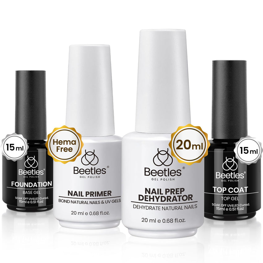 Beetles 2 Pcs 15ml No Wipe Gel Top Coat and Base Coat Set - Shine Finish and Long Lasting, Soak Off LED Nail Lamp Gel Base Top Coat Finish Nail Art Design Manicure Gifts for Women - 7DAY'S