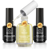 Beetles 2 Pcs 15ml No Wipe Gel Top Coat and Base Coat Set - Shine Finish and Long Lasting, Soak Off LED Nail Lamp Gel Base Top Coat Finish Nail Art Design Manicure Gifts for Women - 7DAY'S