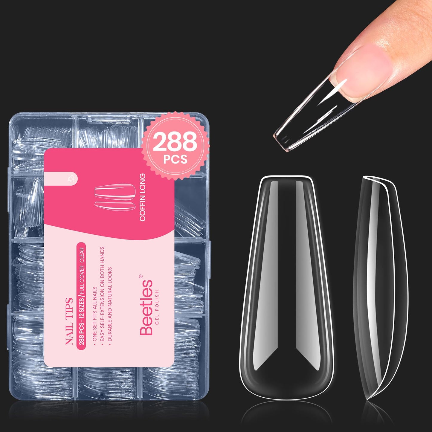 beetles Gel Polish 9 In 1 Gel Nail Glue for Clear Acrylic Nail Tips 2 Pcs 15ml Long Lasting Nail Gel Kit for False Nails Tips, Base Blooming Nail Gel, U V Light Required - 7DAY'S