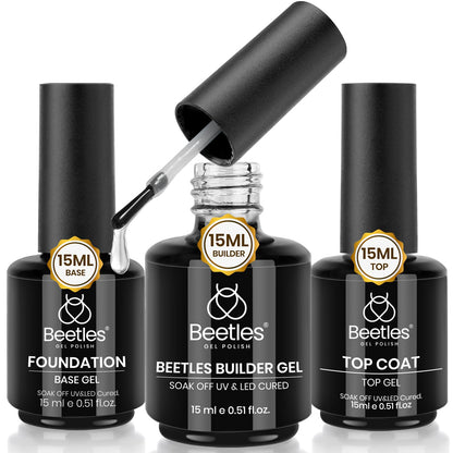 beetles Gel Polish No Wipe Gel Top Coat - Clear Color Top Coat Gel Nail Polish Shine Finish and Long Lasting, Soak Off Nail Lamp, 15ml Gift for Girls - 7DAY'S