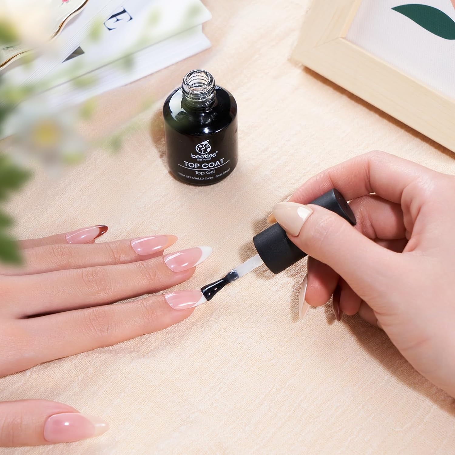 beetles Gel Polish No Wipe Gel Top Coat - Clear Color Top Coat Gel Nail Polish Shine Finish and Long Lasting, Soak Off Nail Lamp, 15ml Gift for Girls - 7DAY'S