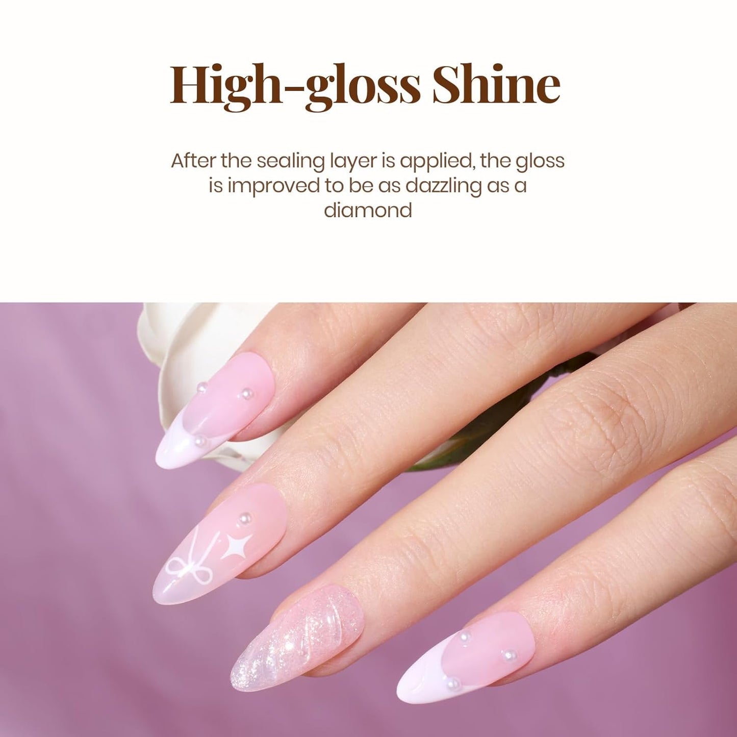 beetles Gel Polish No Wipe Gel Top Coat - Clear Color Top Coat Gel Nail Polish Shine Finish and Long Lasting, Soak Off Nail Lamp, 15ml Gift for Girls - 7DAY'S