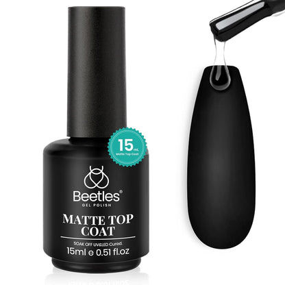 beetles Gel Polish No Wipe Gel Top Coat - Clear Color Top Coat Gel Nail Polish Shine Finish and Long Lasting, Soak Off Nail Lamp, 15ml Gift for Girls - 7DAY'S