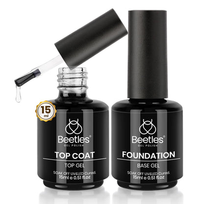 beetles Gel Polish No Wipe Gel Top Coat - Clear Color Top Coat Gel Nail Polish Shine Finish and Long Lasting, Soak Off Nail Lamp, 15ml Gift for Girls - 7DAY'S