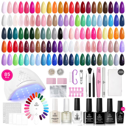 beetles Gel Polish Set Fall Gel Nail Polish Kit 36 Pcs 32 Colors with Base Top Coat Burgundy Red Blue Purple Hot Pink Green Black White Uv LED Lamp Nails Gifts for Women Fingertip Palette - 7DAY'S