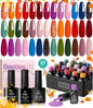 beetles Gel Polish Set Fall Gel Nail Polish Kit 36 Pcs 32 Colors with Base Top Coat Burgundy Red Blue Purple Hot Pink Green Black White Uv LED Lamp Nails Gifts for Women Fingertip Palette - 7DAY'S