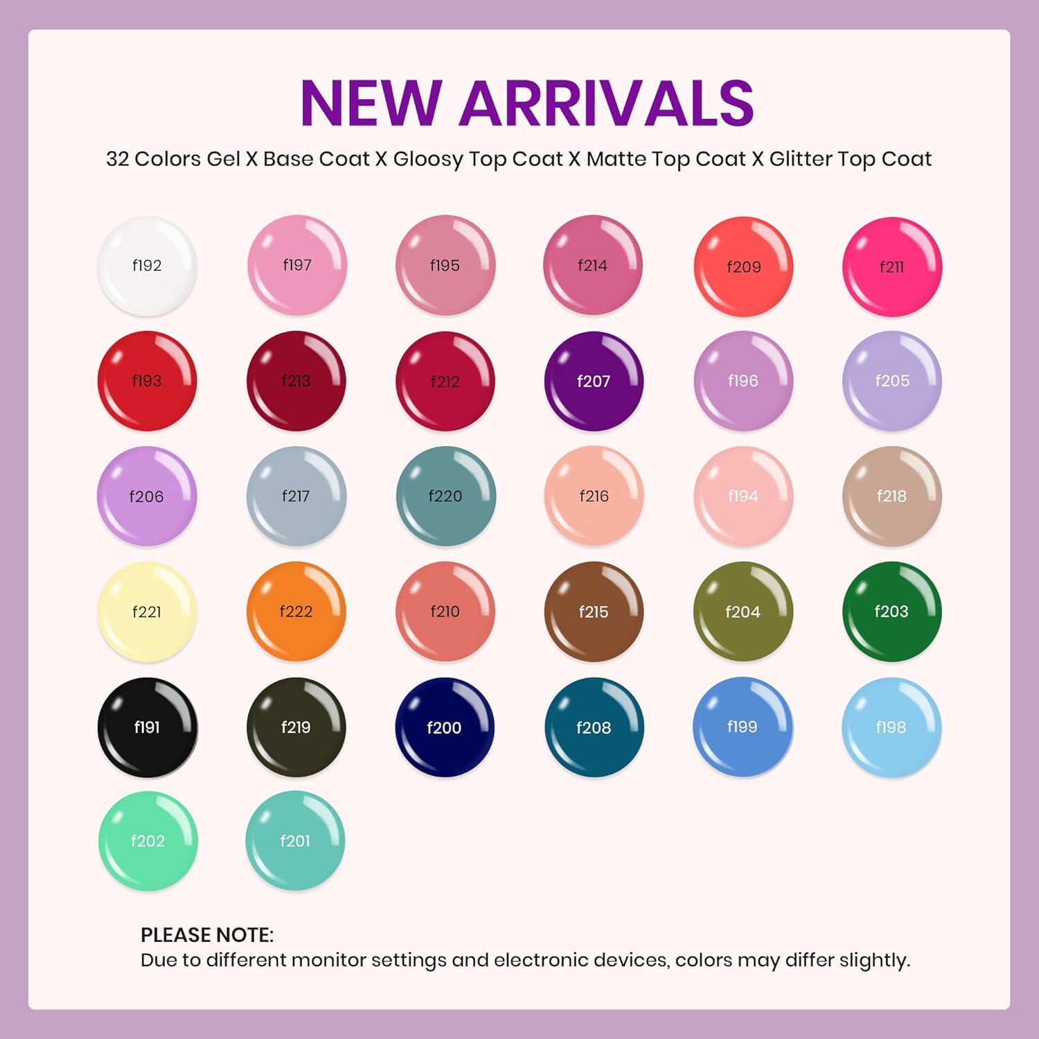 beetles Gel Polish Set Fall Gel Nail Polish Kit 36 Pcs 32 Colors with Base Top Coat Burgundy Red Blue Purple Hot Pink Green Black White Uv LED Lamp Nails Gifts for Women Fingertip Palette - 7DAY'S