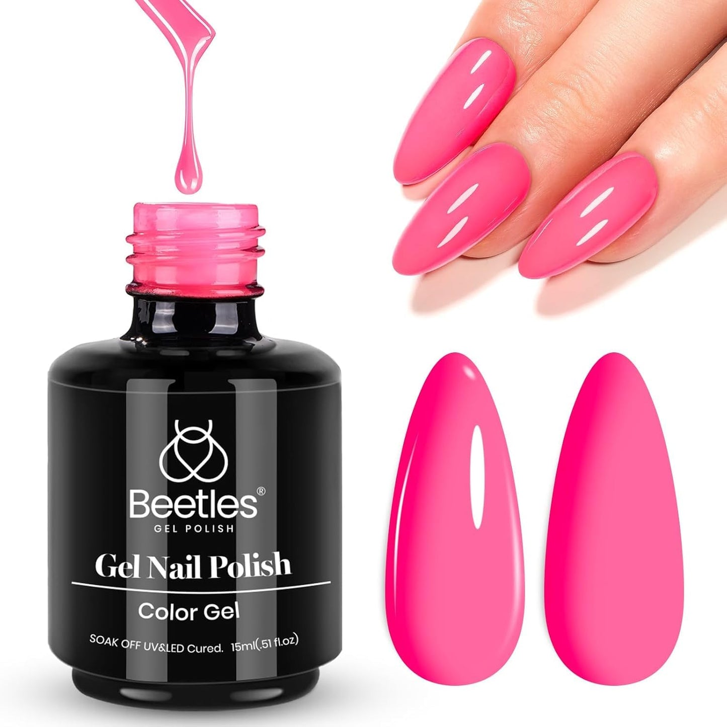 Beetles White Gel Nail Polish,15ml Summer Soak Off UV Gel Polish French Nail Art Manicure Salon DIY Design at Home Gift for Woman - 7DAY'S