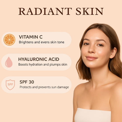 Bellkah SPF 30 Anti - Aging Face Moisturizer Cream – Firming, Wrinkle - Reducing, Hydrating Moisturizer Face Cream with Vitamin C & Hyaluronic Acid – Moisturizing Skin Care for Women – 30ml - 7DAY'S