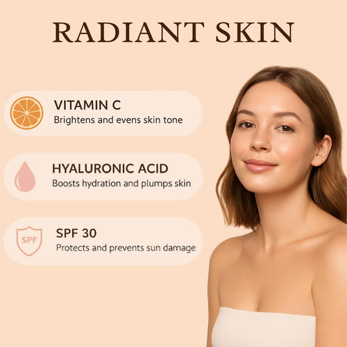 Bellkah SPF 30 Anti - Aging Face Moisturizer Cream – Firming, Wrinkle - Reducing, Hydrating Moisturizer Face Cream with Vitamin C & Hyaluronic Acid – Moisturizing Skin Care for Women – 30ml - 7DAY'S