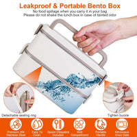 Bento Lunch Box 3 Stackable Food Container Leakproof Dishwasher Microwave Oven Safe Bento Box with Chopsticks Spoon for Adult Kids Work Picnic - 7DAY'S
