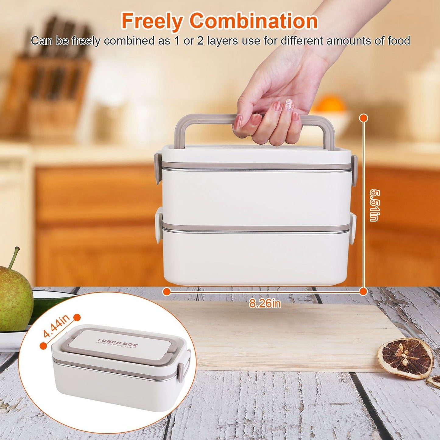 Bento Lunch Box 3 Stackable Food Container Leakproof Dishwasher Microwave Oven Safe Bento Box with Chopsticks Spoon for Adult Kids Work Picnic - 7DAY'S