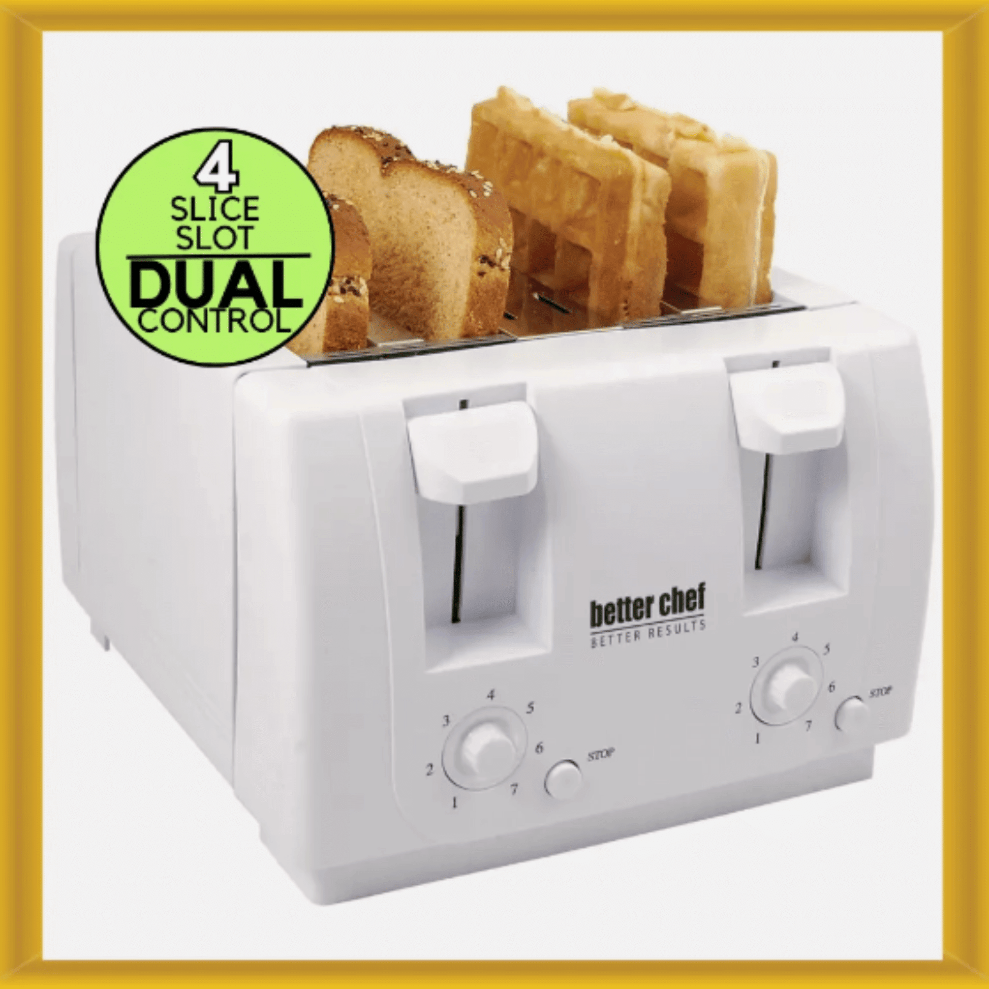 Better Chef Wide Slot 4 - Slice Dual Control Toaster - 7DAY'S