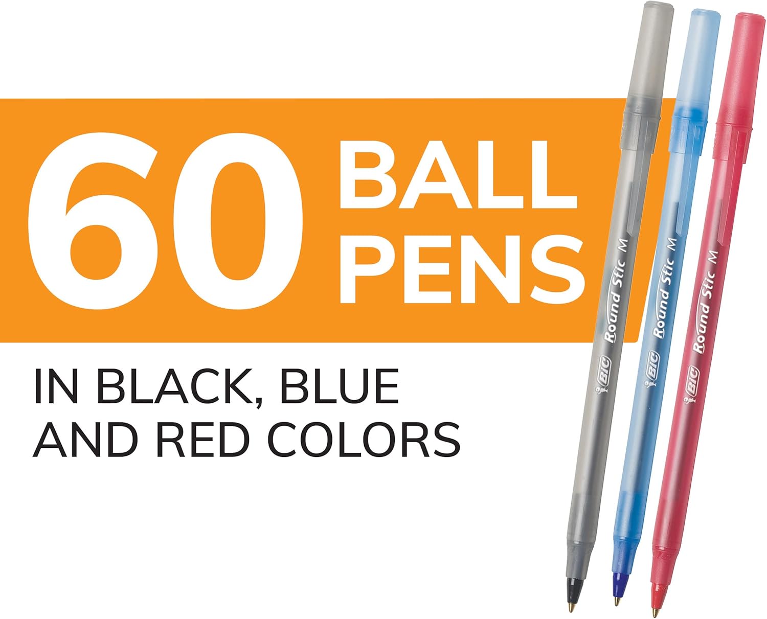 BIC Round Stic Xtra Life Ballpoint Pen, Ultra Long Lasting and Consistent Ink Flow, 60 - Count in Black Ink - 7DAY'S