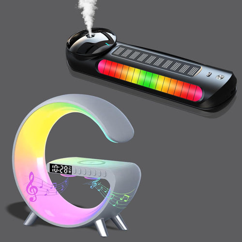Big G Atmosphere Lamp with Bluetooth Speaker, Night Light & Solar Smart Car Air Freshener with Auto On/Off, Aluminum Alloy Body, 3 Mode