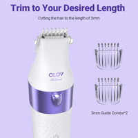 Bikini Trimmer for Women, IPX7 Waterproof Wet & Dry Electric Razors for Women, Bikini Legs Underarm Pubic Hairs Rechargeable Electric Shaver with 2 Trimmer Heads and Travel Razors - 7DAY'S