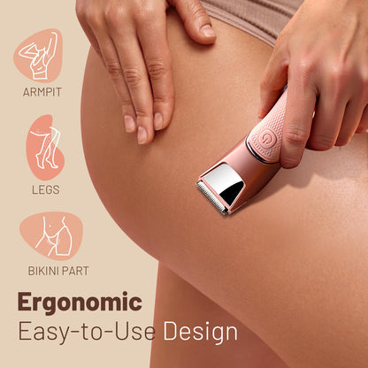 Bikini Trimmer for Women: Mirror Electric Shaver for Body Pubic Hair with LED Light, IPX7 Waterproof Portable Lady Facial Razor with Ceramic Blade,Rechargeable Body Groomer for Leg,Arm,Underarm - 7DAY'S