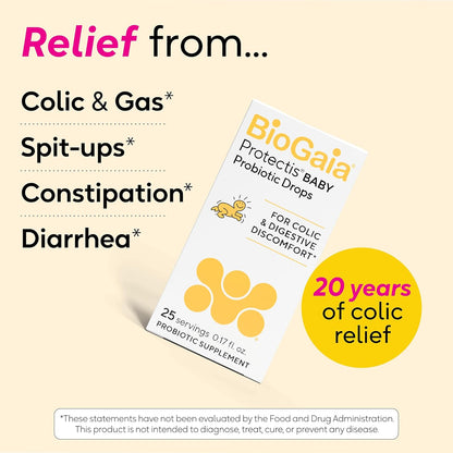 BioGaia Protectis Baby Probiotic Drops | Baby Essentials for Colic & Gas Relief | Safe for Newborns | Ease Crying, Fussing, Colic, Gas, Spit - ups & Constipation | No Dairy, Soy & Gluten | 5mL - 7DAY'S