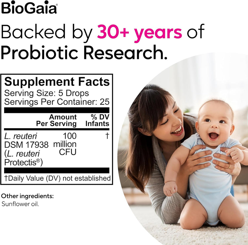BioGaia Protectis Baby Probiotic Drops | Baby Essentials for Colic & Gas Relief | Safe for Newborns | Ease Crying, Fussing, Colic, Gas, Spit - ups & Constipation | No Dairy, Soy & Gluten | 5mL - 7DAY'S