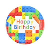 Birthday Round Dinner Plates - 9inch - Vibrant & Fun - Themed Party Tableware - 72pcs - 7DAY'S