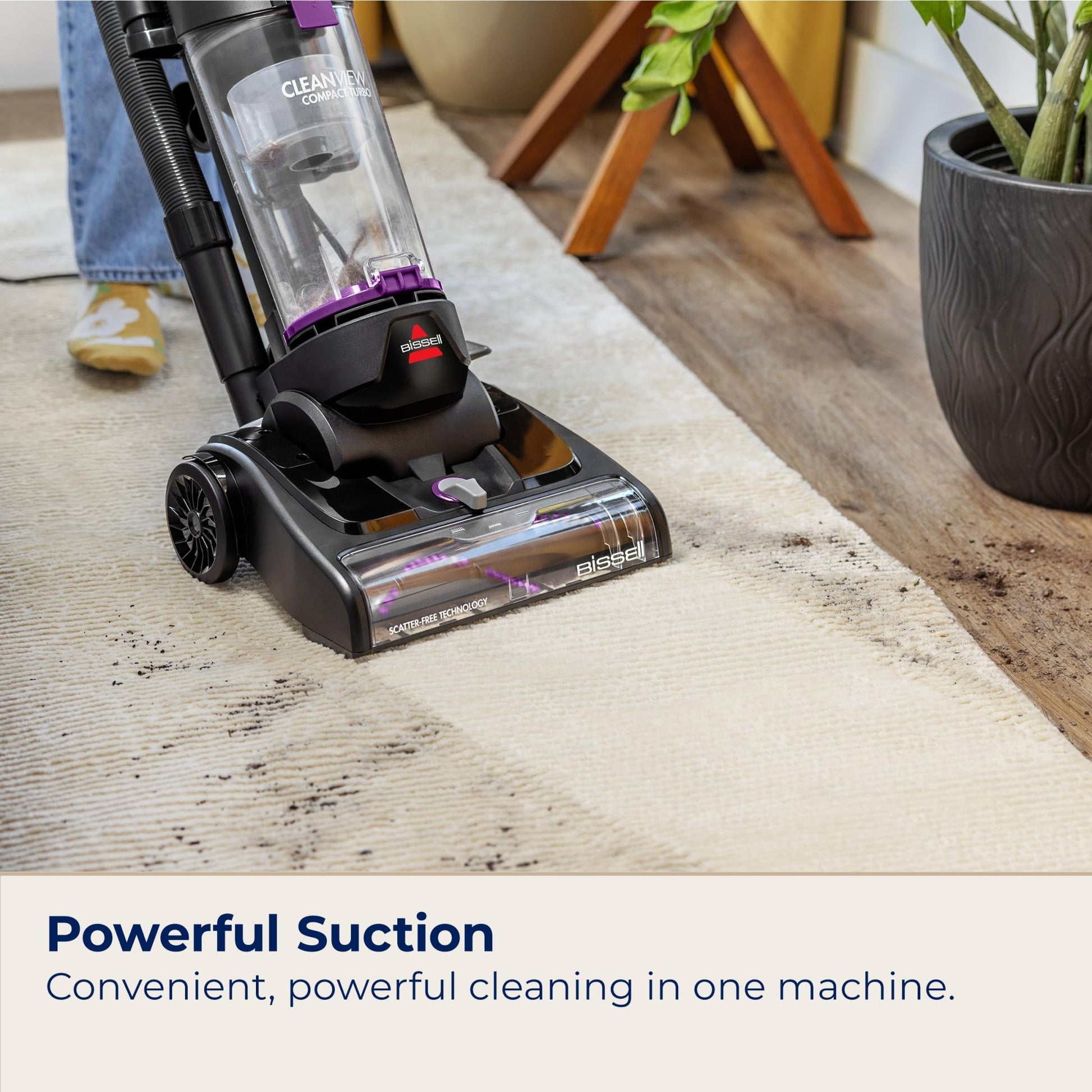 Bissell CleanView Compact Turbo Upright Vacuum with Quick Release Wand, Full Size Power, Compact Size for Apartments & Dorms, 3437F - 7DAY'S