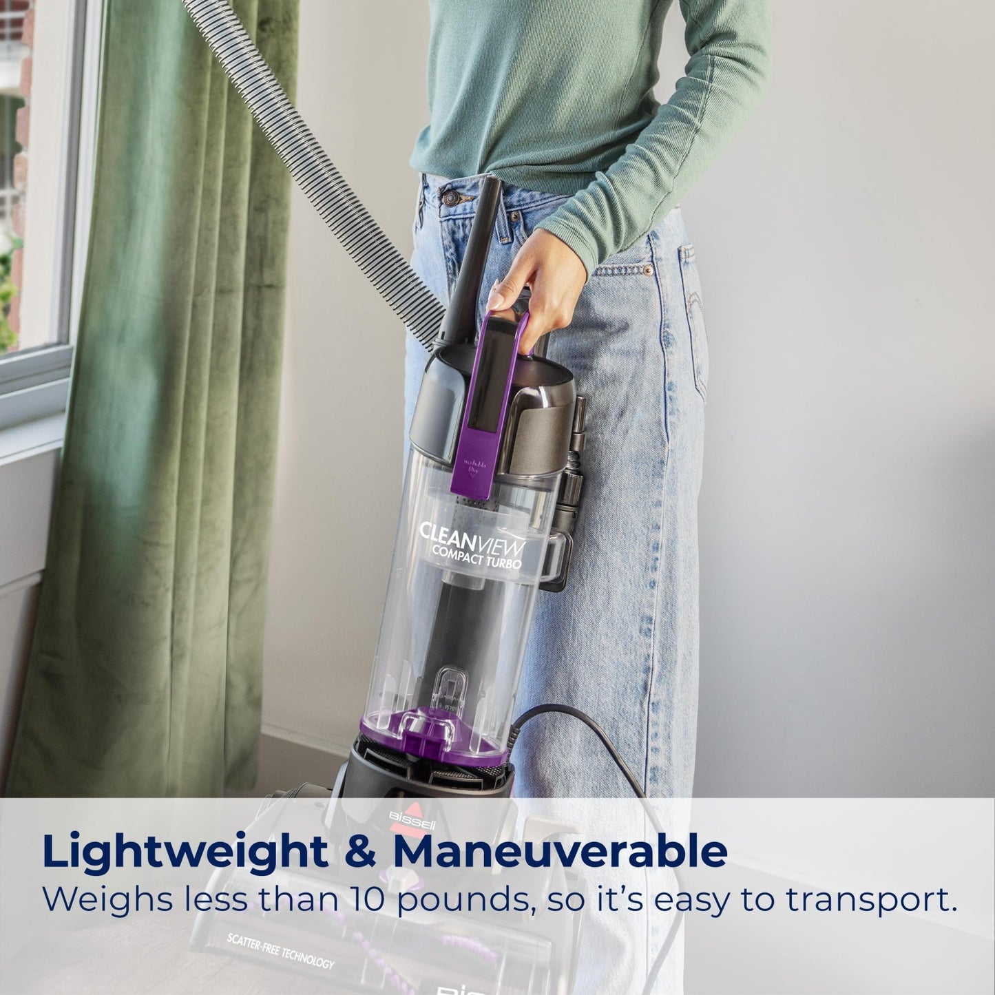Bissell CleanView Compact Turbo Upright Vacuum with Quick Release Wand, Full Size Power, Compact Size for Apartments & Dorms, 3437F - 7DAY'S