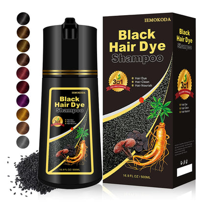 Black 3 - in - 1 Hair Dye for Men & Women - Long - Lasting Gray Hair Coverage, Shampoo Para Canas, Natural Color in Minutes - 16.9 Fl Oz - 7DAY'S