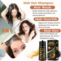 Black 3 - in - 1 Hair Dye for Men & Women - Long - Lasting Gray Hair Coverage, Shampoo Para Canas, Natural Color in Minutes - 16.9 Fl Oz - 7DAY'S