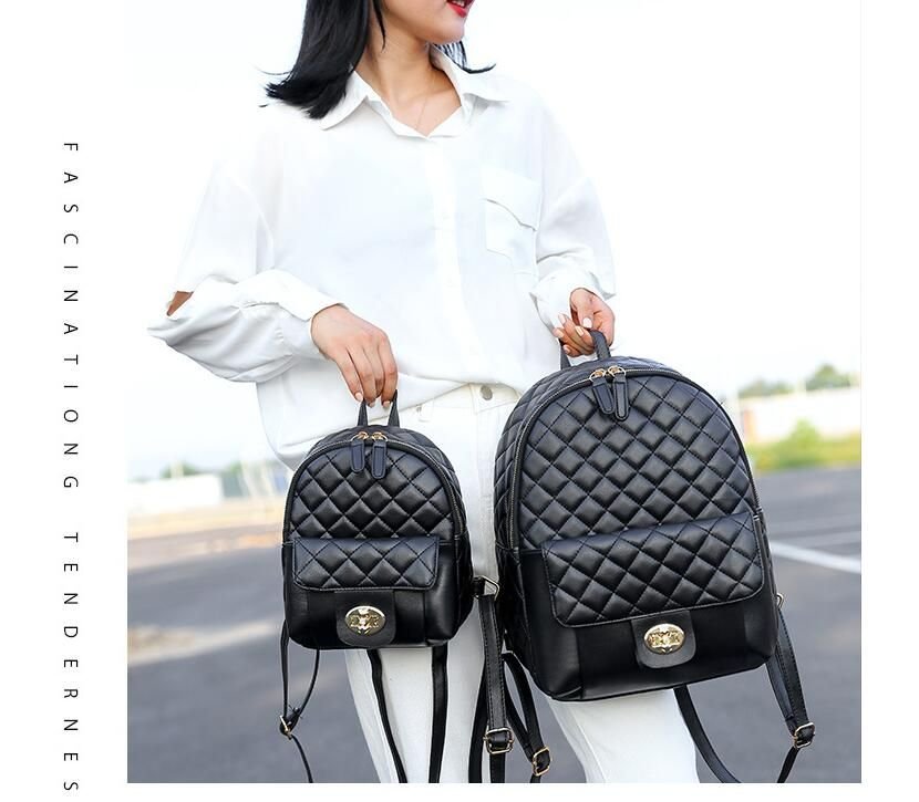 Black Leather Backpack for Men Women School College Bookbag for Student - 7DAY'S