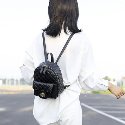 Black Leather Backpack for Men Women School College Bookbag for Student - 7DAY'S