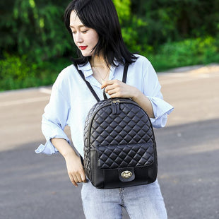 Black Leather Backpack for Men Women School College Bookbag for Student - 7DAY'S