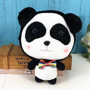 Black Panda Doll Plush Kids Backpack Cute Crossbody Bag Snack Bag Go Out Decor Small Bag - 7DAY'S