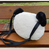 Black White Panda Head Stuffed Toy Children Crossbody Bag Plush Snacks Travel Decor Bag - 7DAY'S