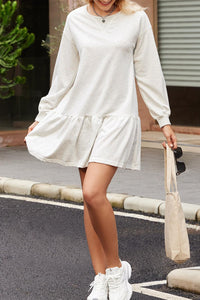 BLENCOT Womens 2025 Fall Long Sleeve Pullover Tops Crewneck Rib Knit Patchwork Sweatshirt Dress Casual Mini Dresses - 7DAY'S