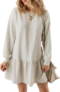 BLENCOT Womens 2025 Fall Long Sleeve Pullover Tops Crewneck Rib Knit Patchwork Sweatshirt Dress Casual Mini Dresses - 7DAY'S