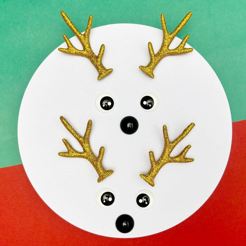 Bling Shoe Charms for Clog Sandals, 2Pairs of Lovely Reindeer Antlers, Animal Nose, Eyes Charms, Bling Glitter, Flocked Shoe Decoration Charms Accessories for Christmas Party Favor - 7DAY'S