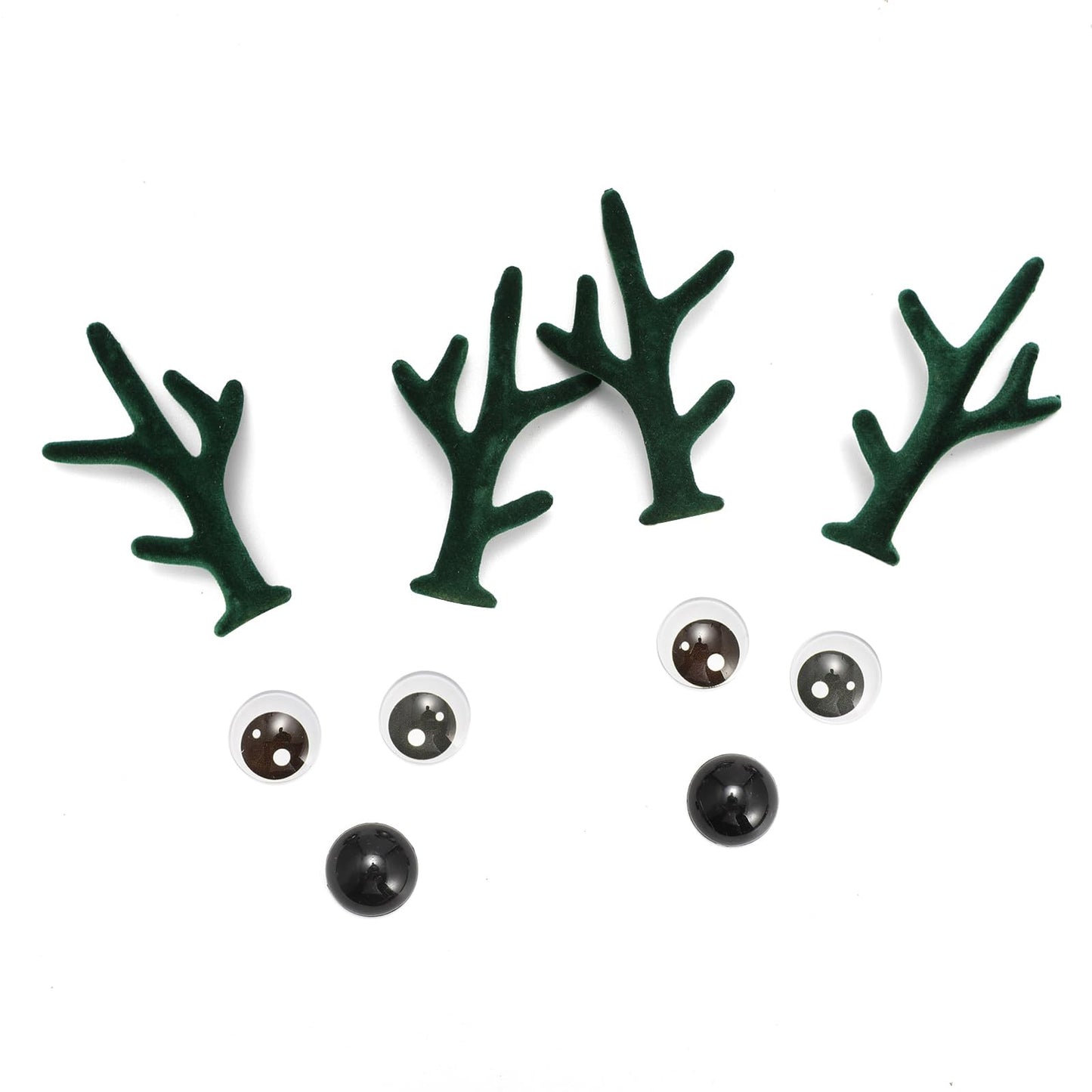 Bling Shoe Charms for Clog Sandals, 2Pairs of Lovely Reindeer Antlers, Animal Nose, Eyes Charms, Bling Glitter, Flocked Shoe Decoration Charms Accessories for Christmas Party Favor - 7DAY'S