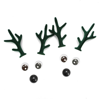 Bling Shoe Charms for Clog Sandals, 2Pairs of Lovely Reindeer Antlers, Animal Nose, Eyes Charms, Bling Glitter, Flocked Shoe Decoration Charms Accessories for Christmas Party Favor - 7DAY'S