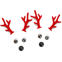 Bling Shoe Charms for Clog Sandals, 2Pairs of Lovely Reindeer Antlers, Animal Nose, Eyes Charms, Bling Glitter, Flocked Shoe Decoration Charms Accessories for Christmas Party Favor - 7DAY'S