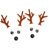 Bling Shoe Charms for Clog Sandals, 2Pairs of Lovely Reindeer Antlers, Animal Nose, Eyes Charms, Bling Glitter, Flocked Shoe Decoration Charms Accessories for Christmas Party Favor - 7DAY'S